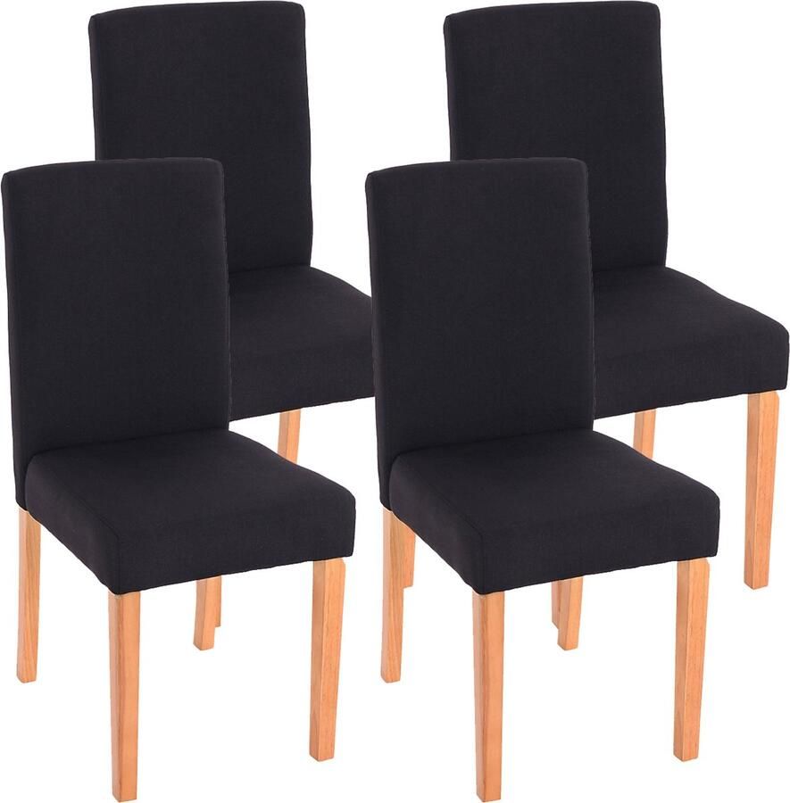Cosmo Casa Set van 4 Eetkamerstoelen Keukenstoelen Littau Textiel Zwart Lichte Poten