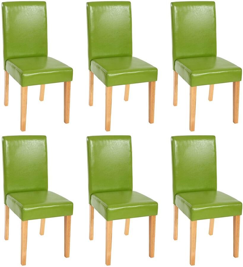 Cosmo Casa Set van 6 eetkamerstoelen Keukenstoel Littau ~ kunstleer groen lichtgekleurde poten