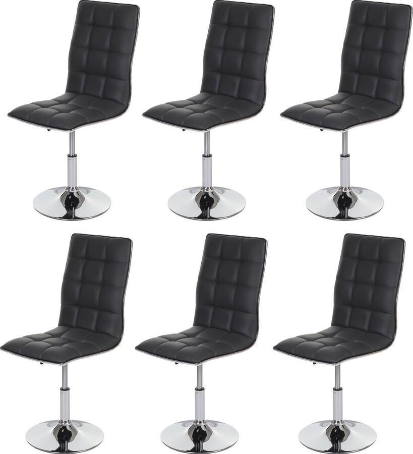 Cosmo Casa Set van 6 Eetkamerstoelen Keukenstoelen HWC-C41 Hoogte Verstelbaar Draaiend Kunstleer MVG-gecertificeerd Grijs