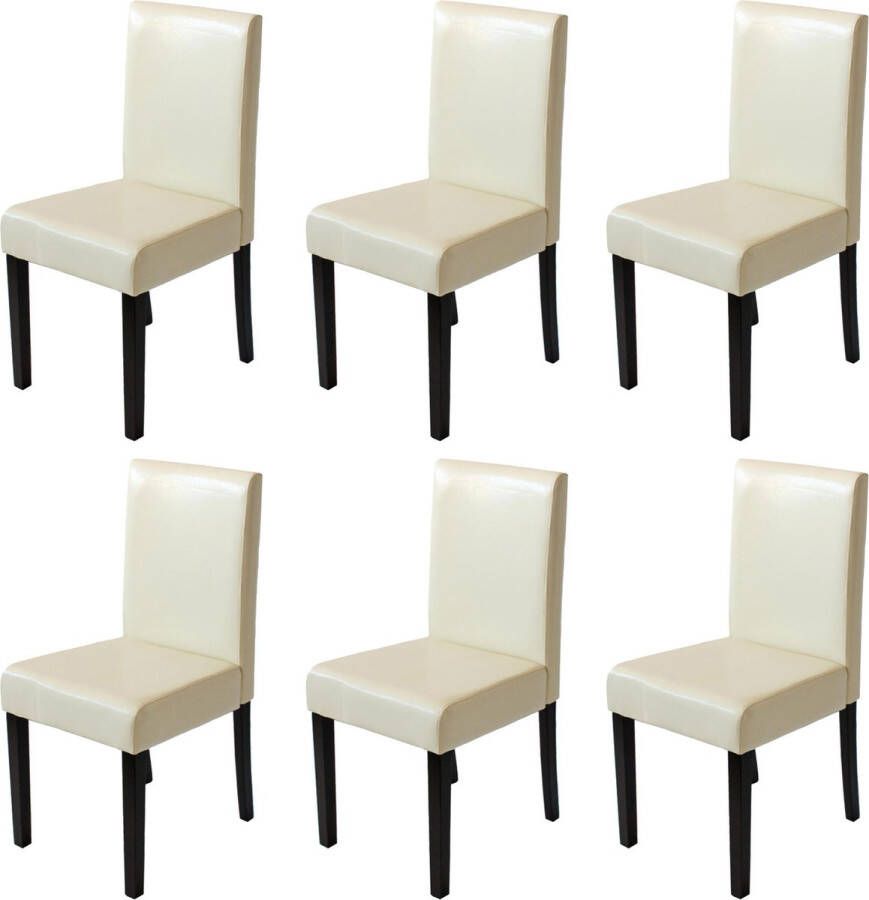 Cosmo Casa Eetkamerstoelen Set van 6 Elegante Gestoffeerde Stoelen Stijlvol Design Creme Comfortabele Zitgelegenheid