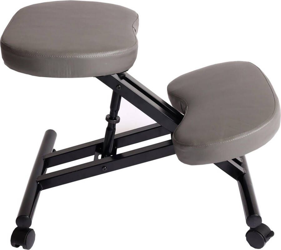 Cosmo Casa Kniestoel Ergonomisch Zadelkruk Kunstleer Metaal Grijs