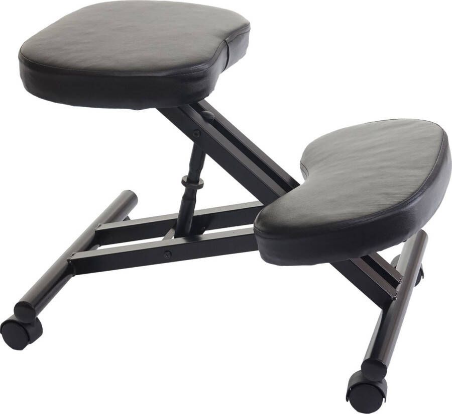 Cosmo Casa Kniestoel Ergonomisch Zadelkruk Kunstleer Metaal Zwart