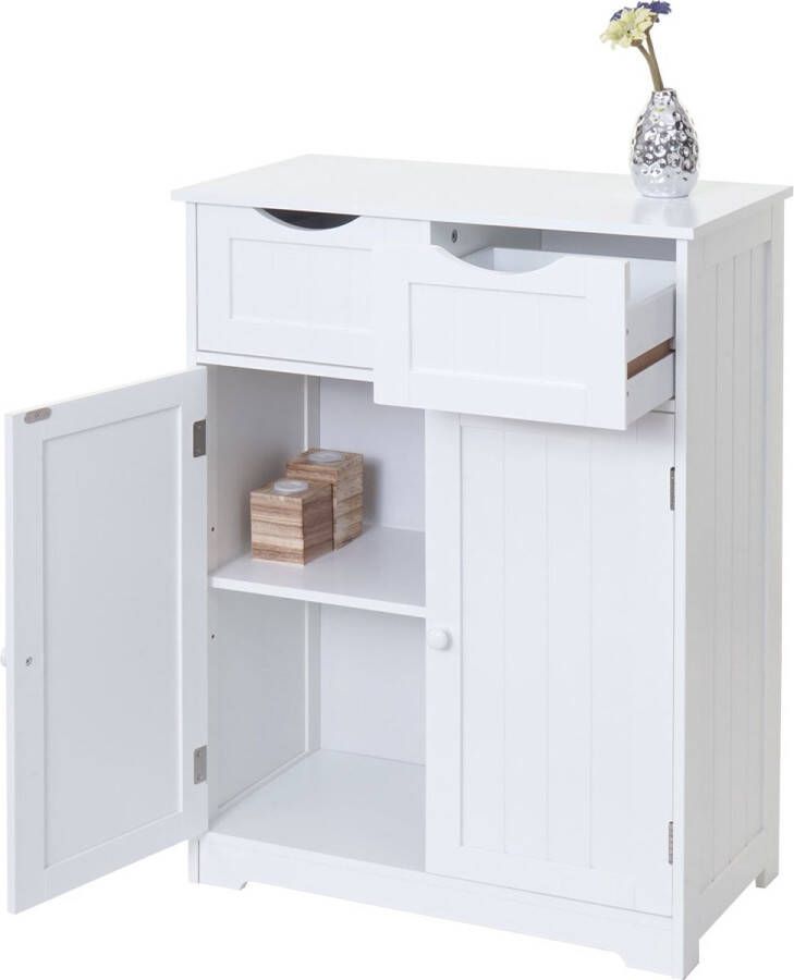 Cosmo Casa Kommode Ladenkast Kast- 2 laden en 2 deuren 80x70x35cm Wit