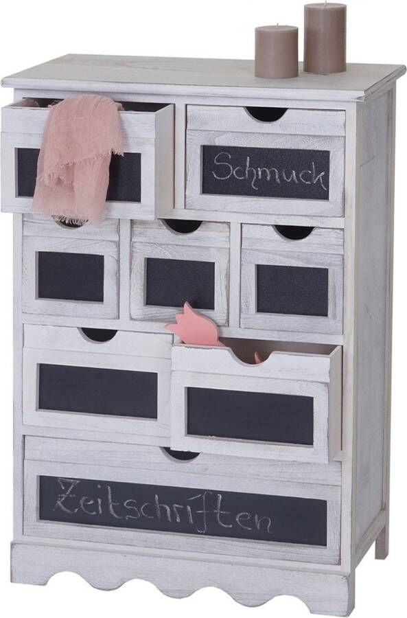 Cosmo Casa Ladenkast Ermelo- Ladenkast met krijtbord- Shabby-Look Vintage MVG-Gecertificeerd 87x60x30cm Wit