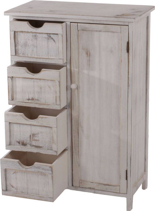 Cosmo Casa Ladenkast Kast Ladencommode- Shabby-Look Vintage 82x55x30cm Wit