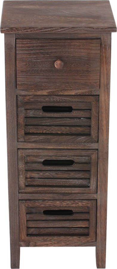 Cosmo Casa Ladenkast ladekast kast- 4 laden- 74x30x25cm in Shabby-Look Vintage Bruin