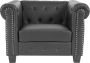 Cosmo Casa Luxe fauteuil lounge stoel ontspanningsstoel Chesterfield kunstleer Vierkante voet- Zwart - Thumbnail 2
