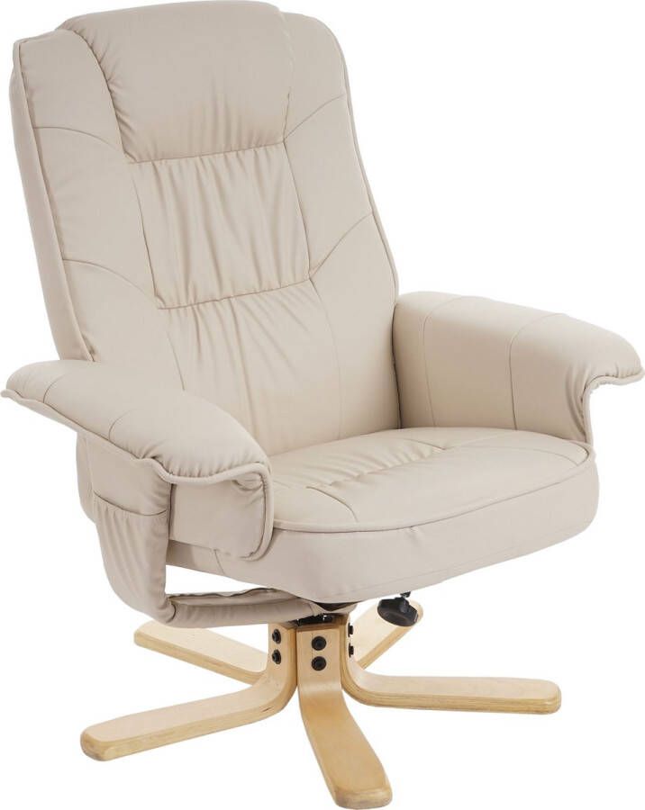 Cosmo Casa Ontspanningsstoel TV-stoel fauteuil zonder voetenbank Kunstleer Crème