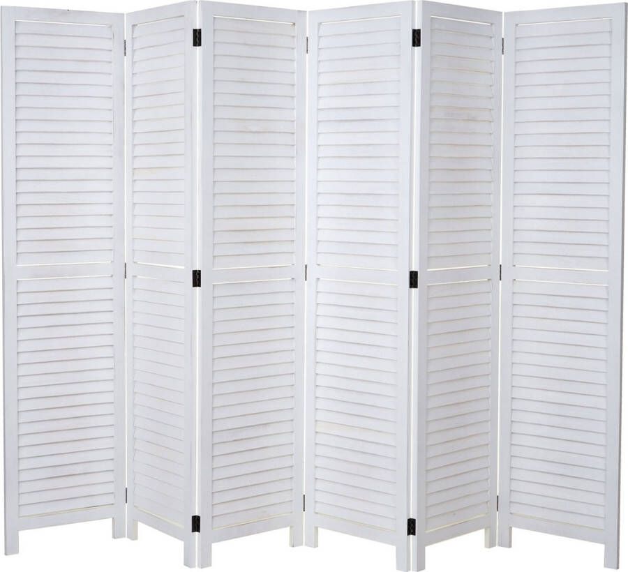 Cosmo Casa Paravent Room Divider Partition Screen- Privacy Screen- Shabby-Look Vintage- 170x243cm weiß (wit)