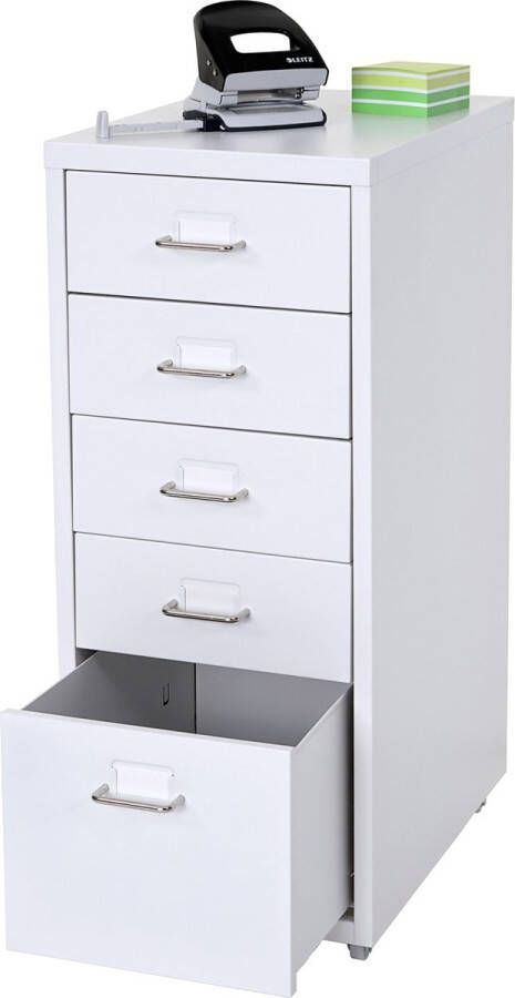 Cosmo Casa Rolcontainer Boston Ladekast Stalen kast- 69x28x41cm 5 laden Wit