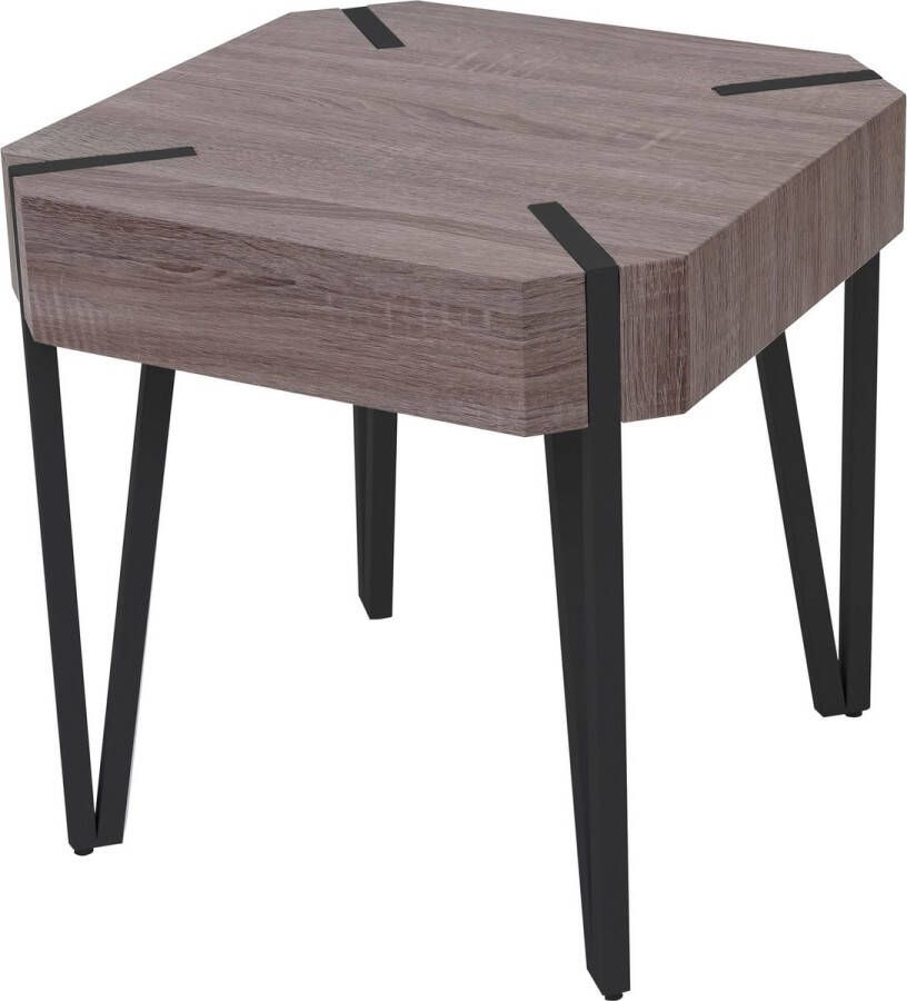 Cosmo Casa Salontafel Eenvoudige Elegantie Donkere Eik met Donkere Metalen Poten 52x50x50cm