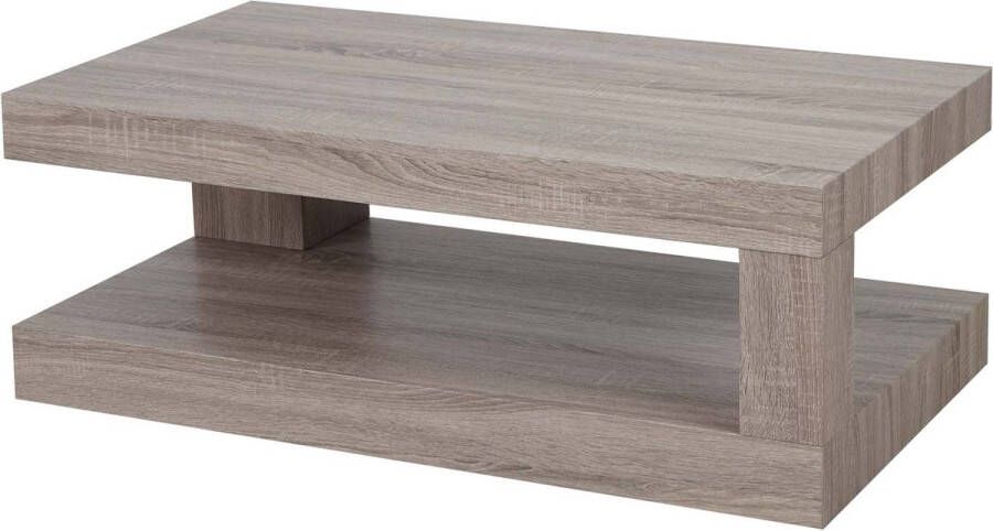 Cosmo Casa Salontafel Woonkamertafel- 3D-Structuur- 40x110x60cm -Gecertificeerd Donkere eikenhoutlook