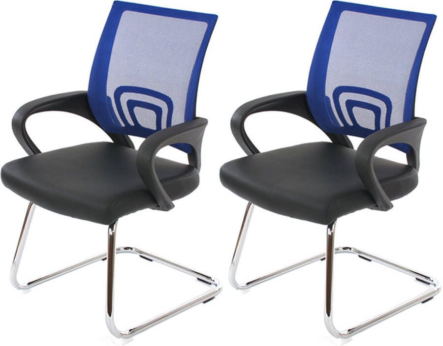 Cosmo Casa Set van 2 Ancona Vergaderstoelen Bezoekersstoelen Kunstleer Blauw