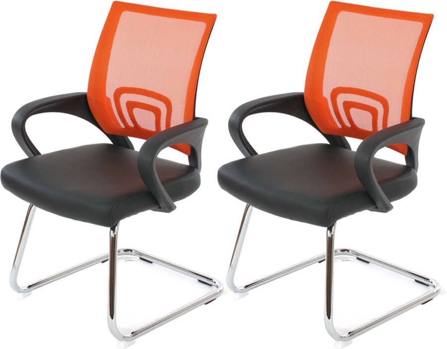 Cosmo Casa Set van 2 Ancona Vergaderstoelen Bezoekersstoelen Kunstleer Oranje