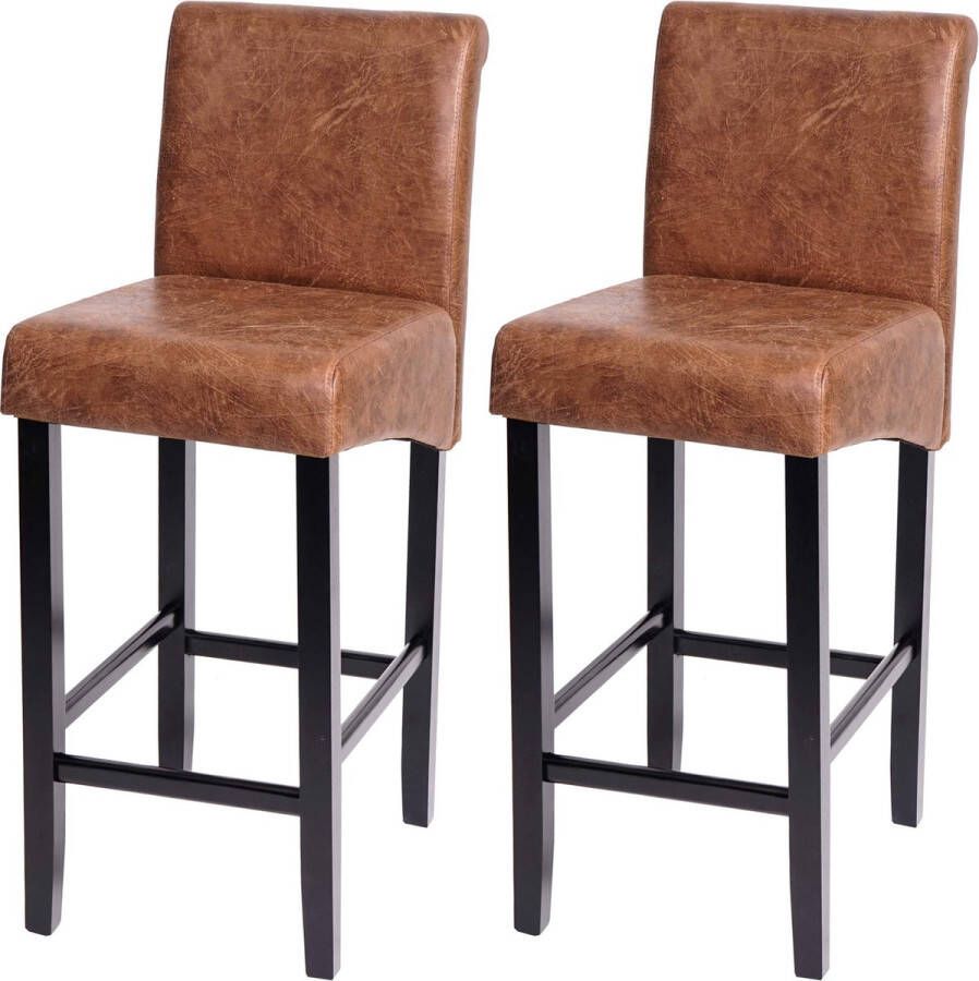 Cosmo Casa Set van 2 barkrukken Barkruk- Hout Imitatie suède- Donkere poten- Stof-Textiel