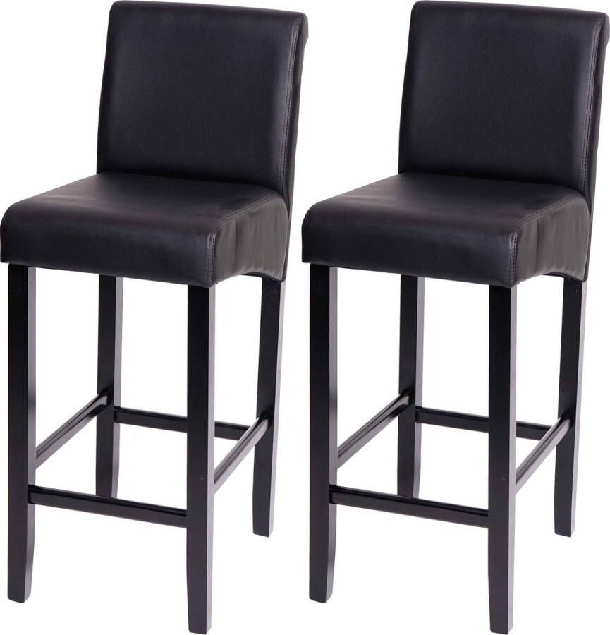 Cosmo Casa Set van 2 barkrukken Barkruk- Hout Mat zwart- Donkere poten- Imitatieleer