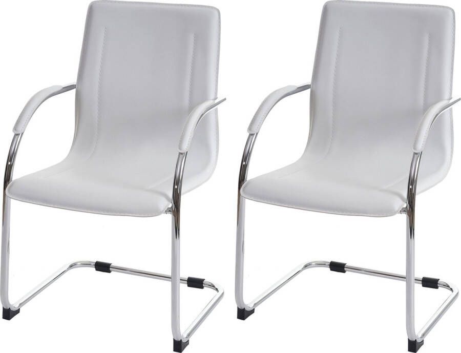 Cosmo Casa Set van 2 Conferentiestoelen Sledeframe Bezoekersstoelen Wit