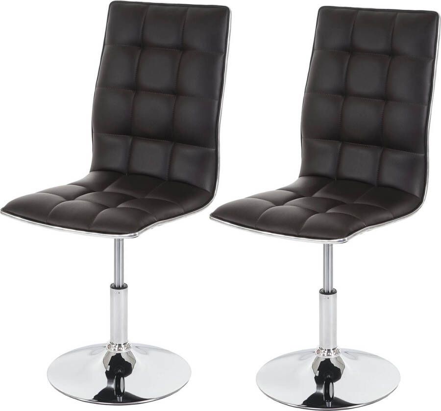 Cosmo Casa Set van 2 Eetkamerstoelen Keukenstoel Hoogteverstelbaar Draaibaar Kunstleer Bruin