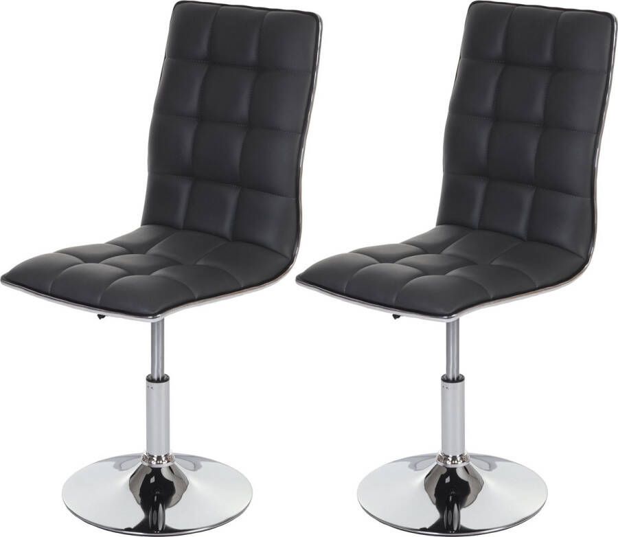 Cosmo Casa Set van 2 eetkamerstoelen Keukenstoel- In hoogte verstelbaar en draaibaar- Kunstleer -Grijs