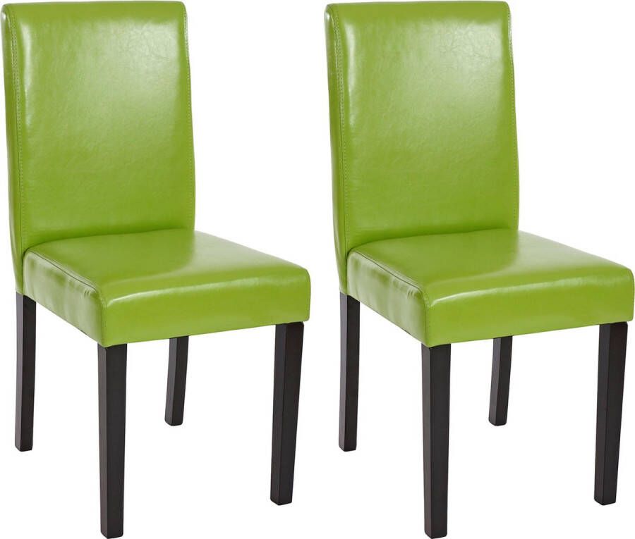 Cosmo Casa Set van 2 eetkamerstoelen Keukenstoel Littau ~ kunstleer groen donkere poten