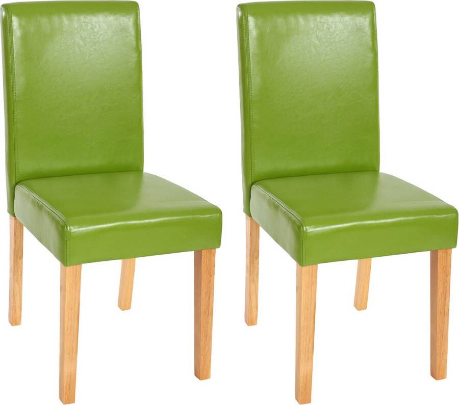 Cosmo Casa Set van 2 eetkamerstoelen Keukenstoel Littau ~ kunstleer groen lichtgekleurde poten