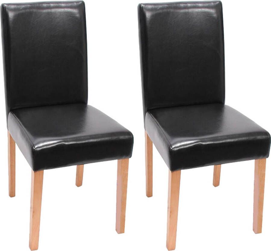 Cosmo Casa Set van 2 eetkamerstoelen keukenstoelen Littau Kunstleer- Zwart- Lichte poten