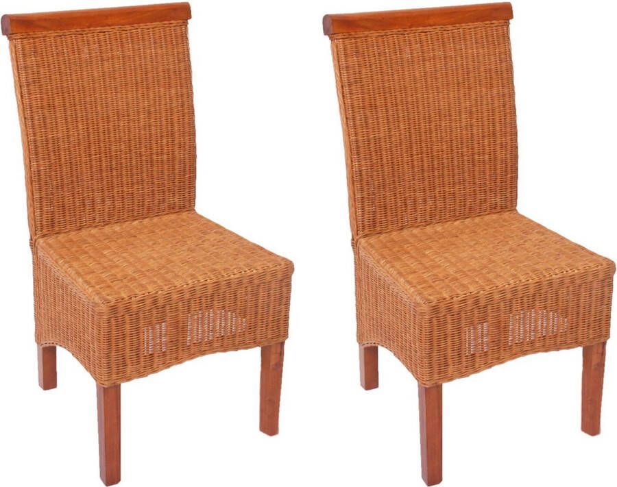 Cosmo Casa Set Van 2 Eetkamerstoelen Rotanstoel Rotan Zonder Zitkussen