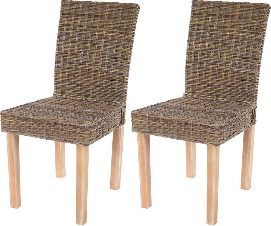 Cosmo Casa Set van 2 Eetkamerstoelen Rotanstoelen Keukenstoelen Kubu Rotan