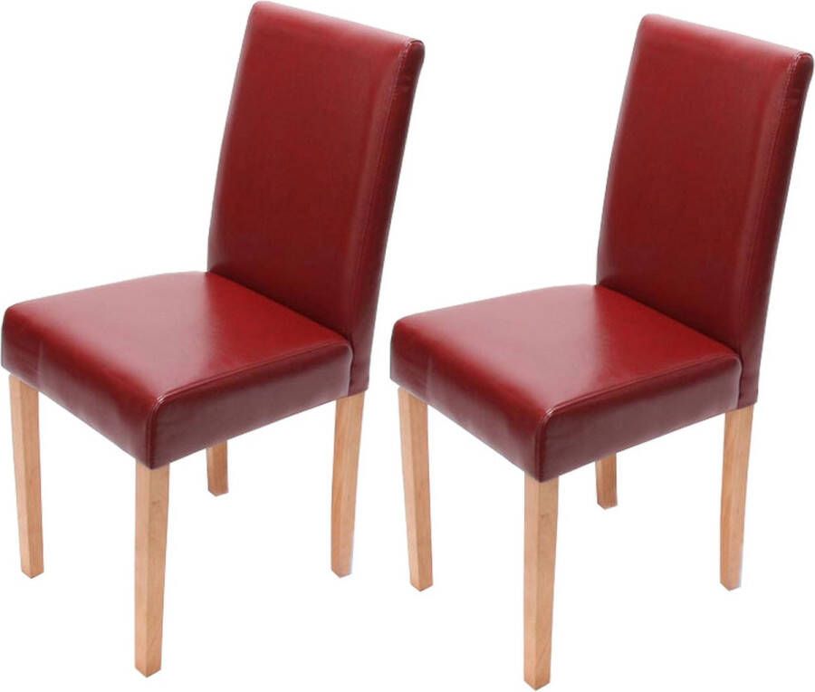 Cosmo Casa Set van 2 eetkamerstoelen Stoel Keukenstoel Littau Kunstleer Rood Lichte poten