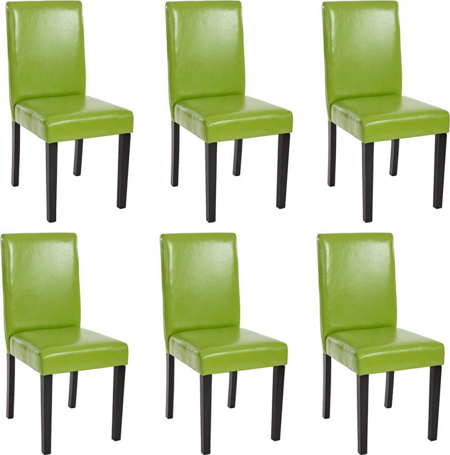 Cosmo Casa Set van 6 eetkamerstoelen Keukenstoel Littau ~ kunstleer groen donkere poten