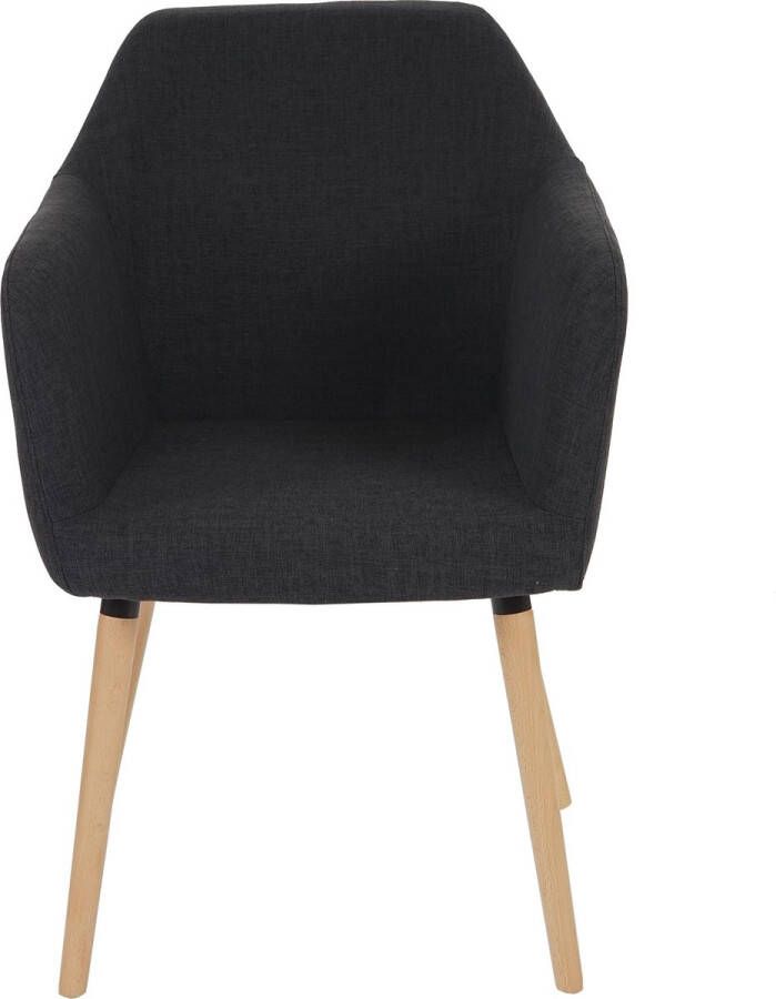 Cosmo Casa Set van 6 Eetkamerstoelen Keukenstoelen Retro jaren 50 design Textiel Donkergrijs Lichtgekleurde Poten