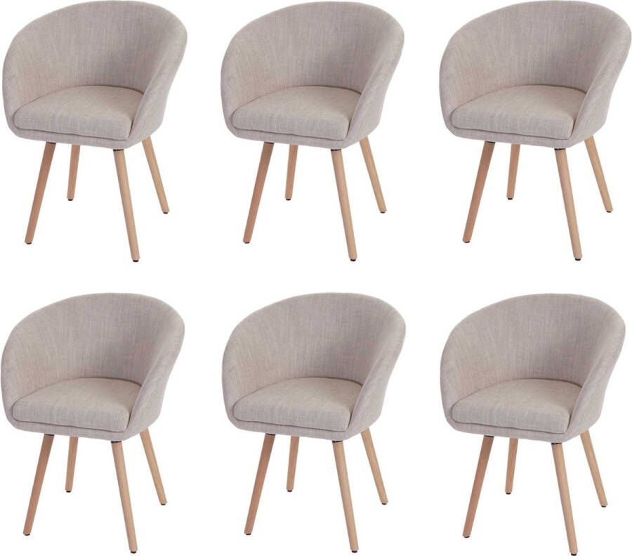 Cosmo Casa Set van 6 Eetkamerstoelen Retro jaren 50 Design Kunstleer Imitatie Suede