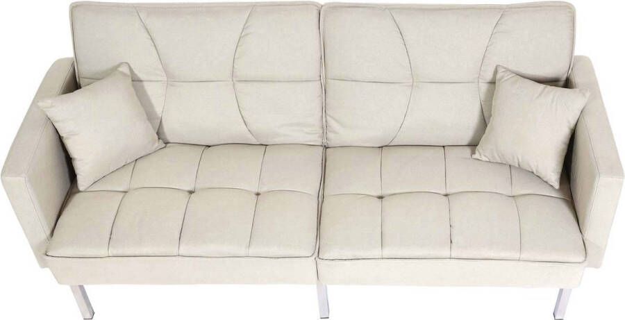 Cosmo Casa Slaapbank- Logeerbed- Slaapfunctie- Ligoppervlak 170x104 cm Stof textiel Crème-beige