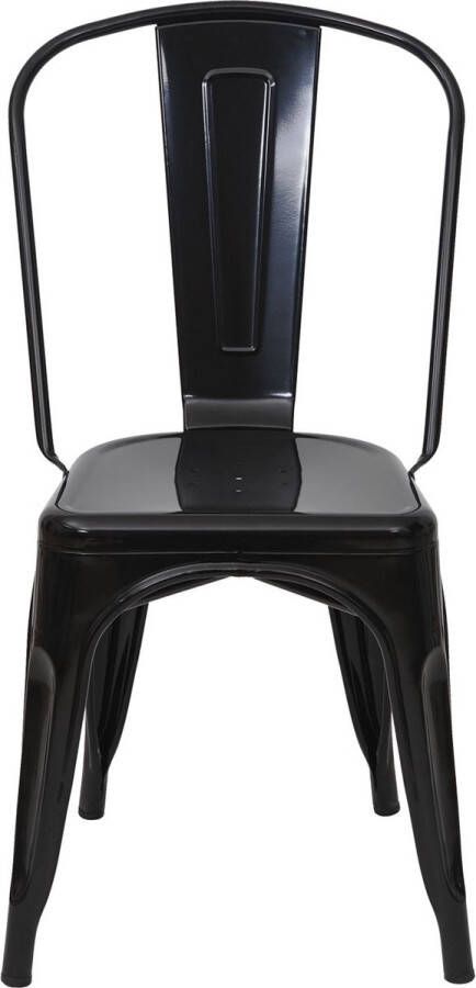 Cosmo Casa Stoel Bistrostoel stapelbare stoel Metalen industrieel ontwerp stapelbaar Zwart