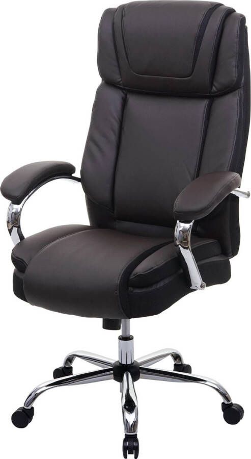 Cosmo Casa XXL Bureaustoel Armleuningen Stijlvol Comfort en Uitzonderlijke Stabiliteit Draagvermogen 220 kg 130 x 76 x 74 cm Donkerbruin