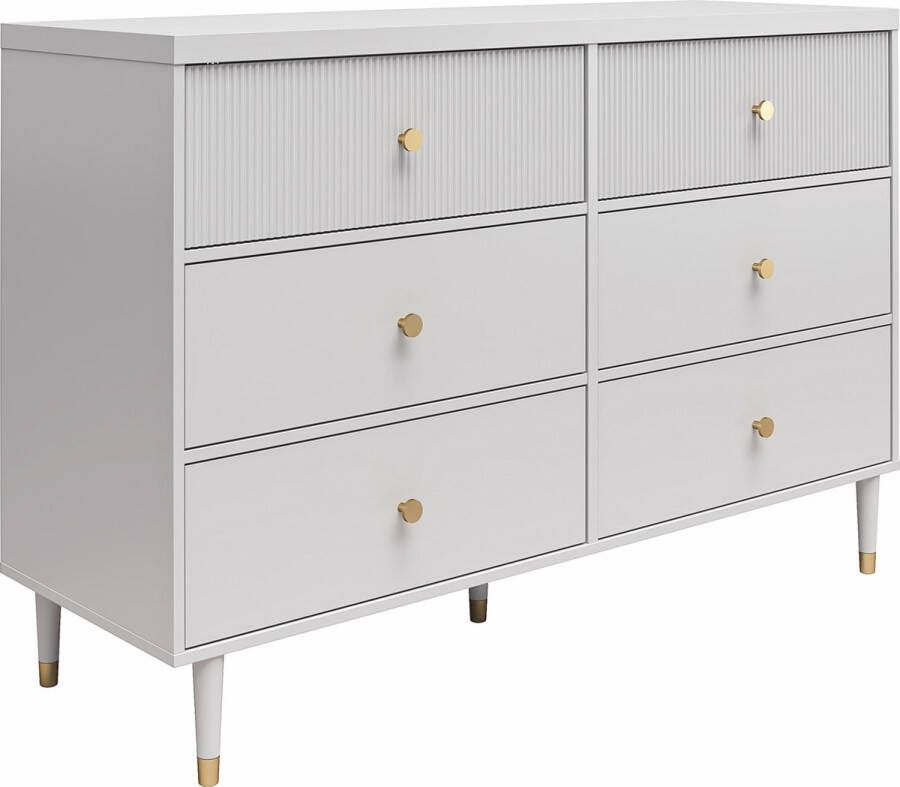 Notio Living Elizabeth Dressoir met 3+3 lades in lichtgrijs (93 x 138 x 46 cm) - Foto 2