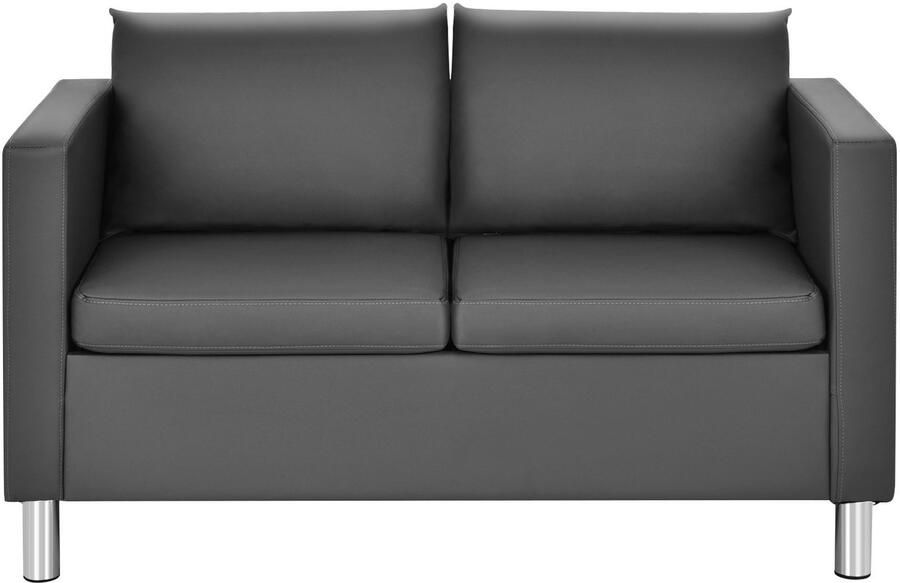 Costway 2-zits bank met kussens bankstel kunstleer bankstel perfect voor thuis en kantoor grijs
