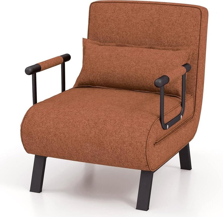 Costway SureDeal 4-in-1 Slaapstoel Inklapbare Slaapbank Met 5-standen Verstelbare Rugleuning Bankbed Koffie