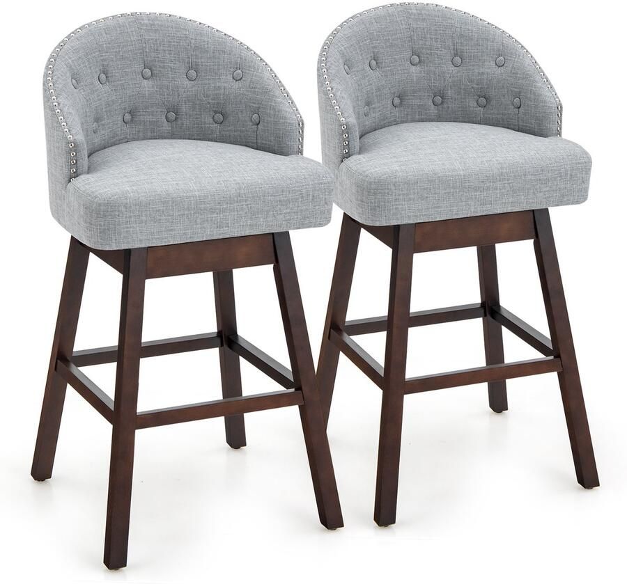 Costway Barkruk set van 2 barstoel 360° draaibaar keukenkruk met rugleuning en voetensteun zithoogte 78 cm moderne stoel ideaal voor bar restaurants pubs en cafés