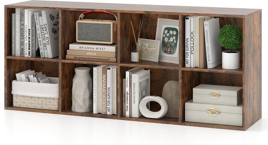 Costway Boekenkast met 8 vakken kantoorplank kubusplank kan verticaal of ondersteboven gebruikt worden staande plank opbergplank voor woonkamer slaapkamer kantoor 121 5 x 29 x 61 cm