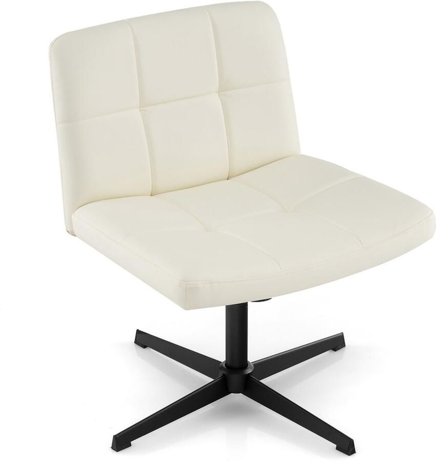 Costway Bureaustoel zonder armleuningen bureaustoel met brede zitting en kantelfunctie computerstoel zonder wielen draaistoel in hoogte verstelbaar 360 graden draaibaar