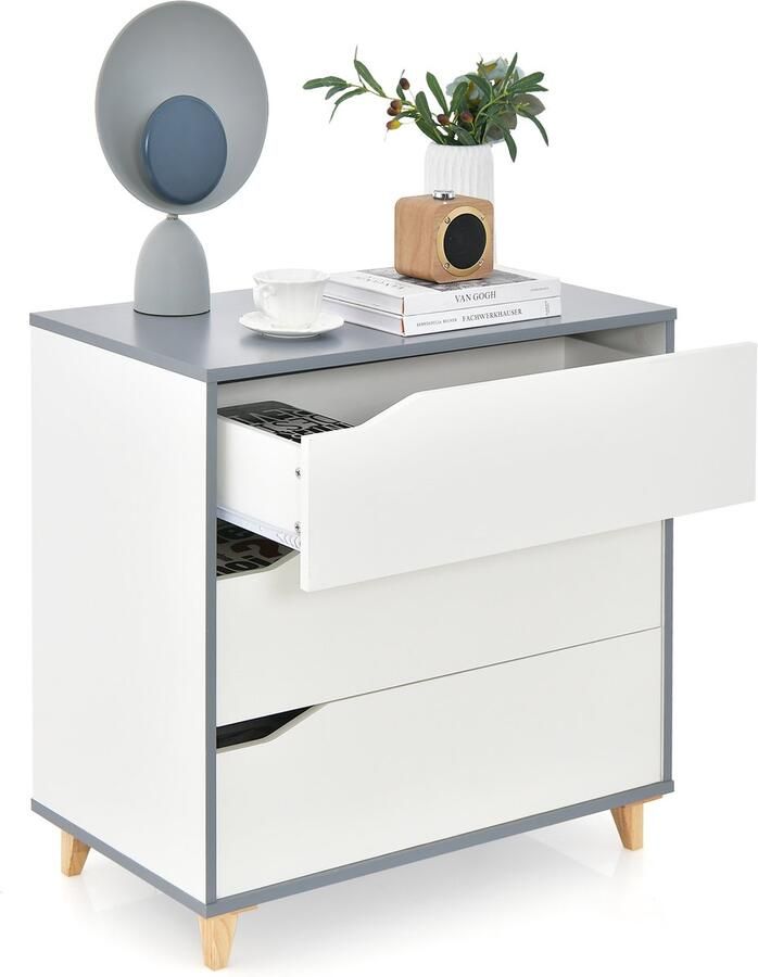 Costway Commode met laden dressoir hout ladekast voor slaapkamer en garderobe 75 x 42 x 75 cm (wit)