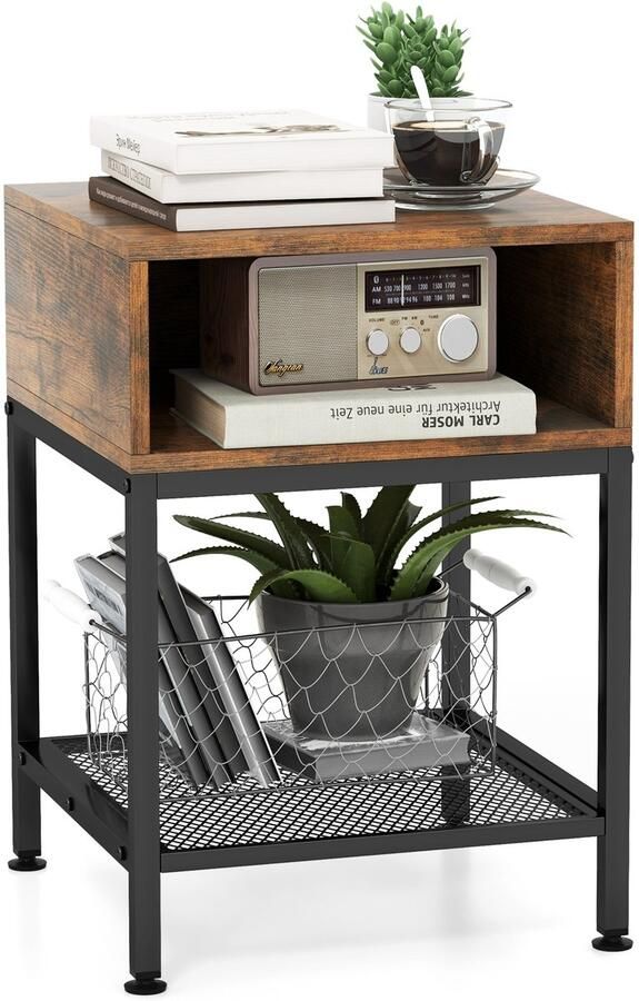 Costway Consoletafel bijzettafel hout rustiek bruin 40 x 40 x 57 5 cm