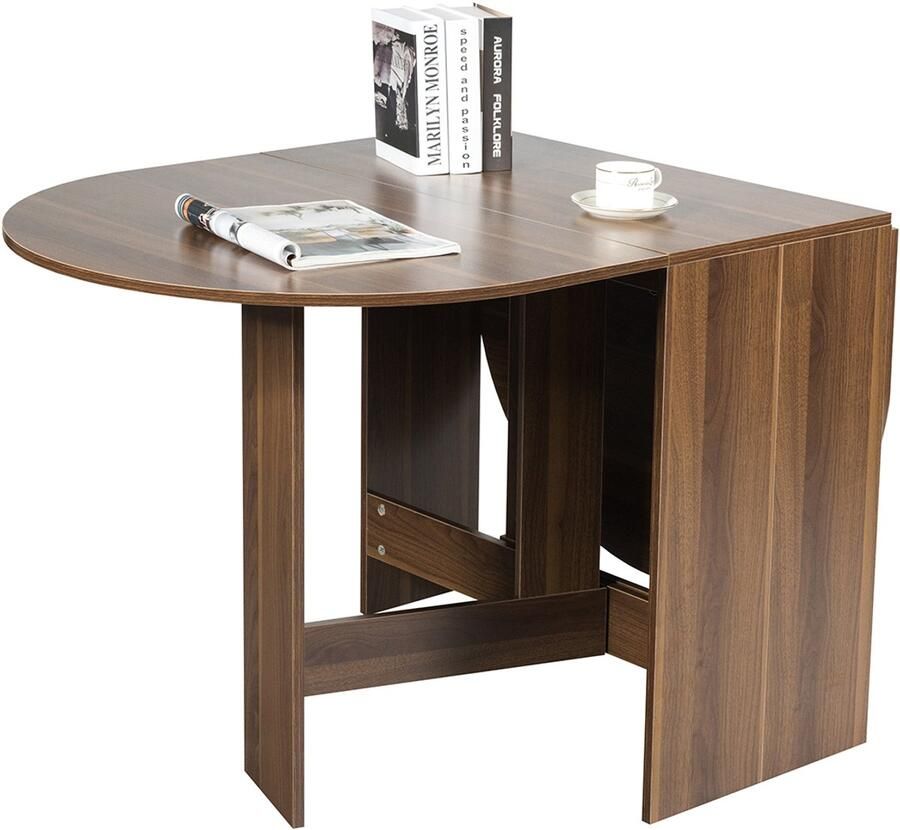 Costway Eettafel inklapbaar houten keukentafel eetkamertafel voor 4-7 personen belastbaar tot 60 kg voor kleine ruimtes 163 x 80 x 75 cm