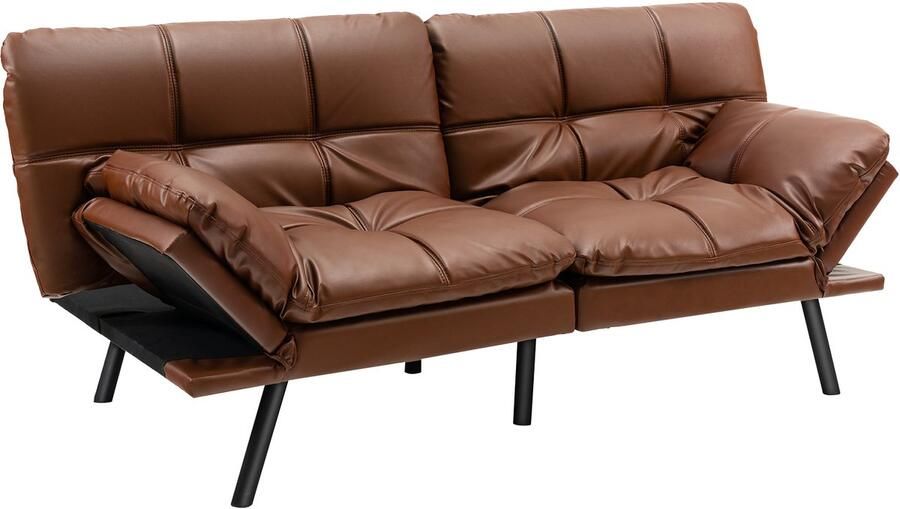 Costway Inklapbare slaapbank bank met slaapfunctie omkeerbare slaapbank met verstelbare rugleuning bedbank met groot ligoppervlak van 182 x 106 5 cm voor woonkamer