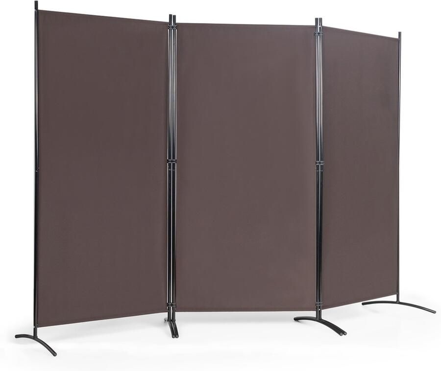 Costway Kamerscherm 260 x 183 cm 4-delig inklapbaar scheidingswand wandscherm van metaal en polyester inkijkbescherming kamerverdeler binnen voor thuis kantoor terras