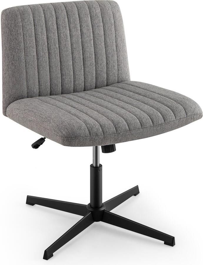 Costway Kruidenstoel draaistoel zonder armleuningen bureaustoel met brede zitting bureaustoel met kruisvoet in hoogte verstelbaar kantelfunctie modern (grijs)