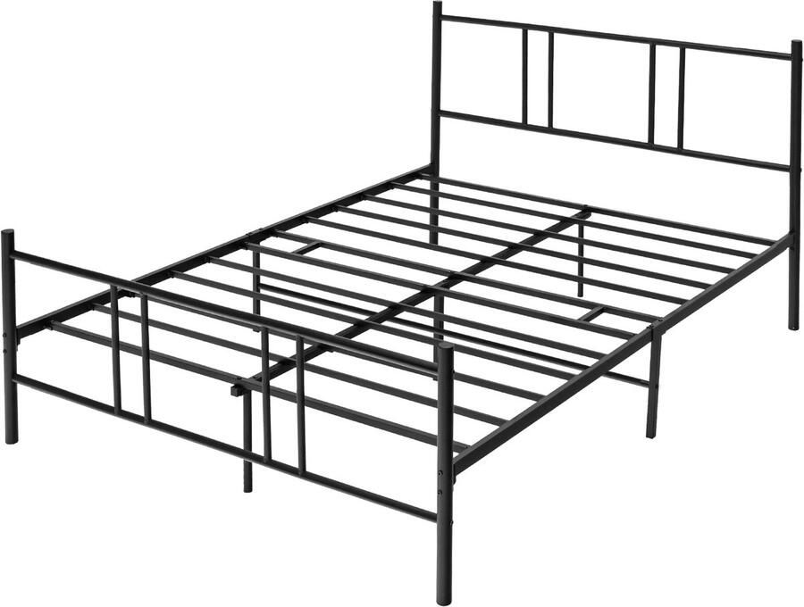 COSTWAY Metalen bedframe voor 200 x 160 cm matras tweepersoonsbedframe bedframe met lattenbodem opbergruimte onder het bed gastenbed platformbed metaal