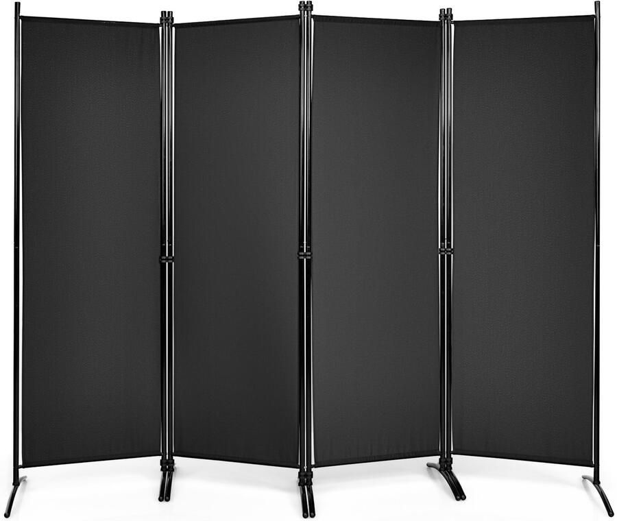Costway Metalen Kamerscherm 220 x 173 cm Opvouwbare Binnenwand met Stabiele Voeten Binnenwand Panelen voor Thuis en Kantoor