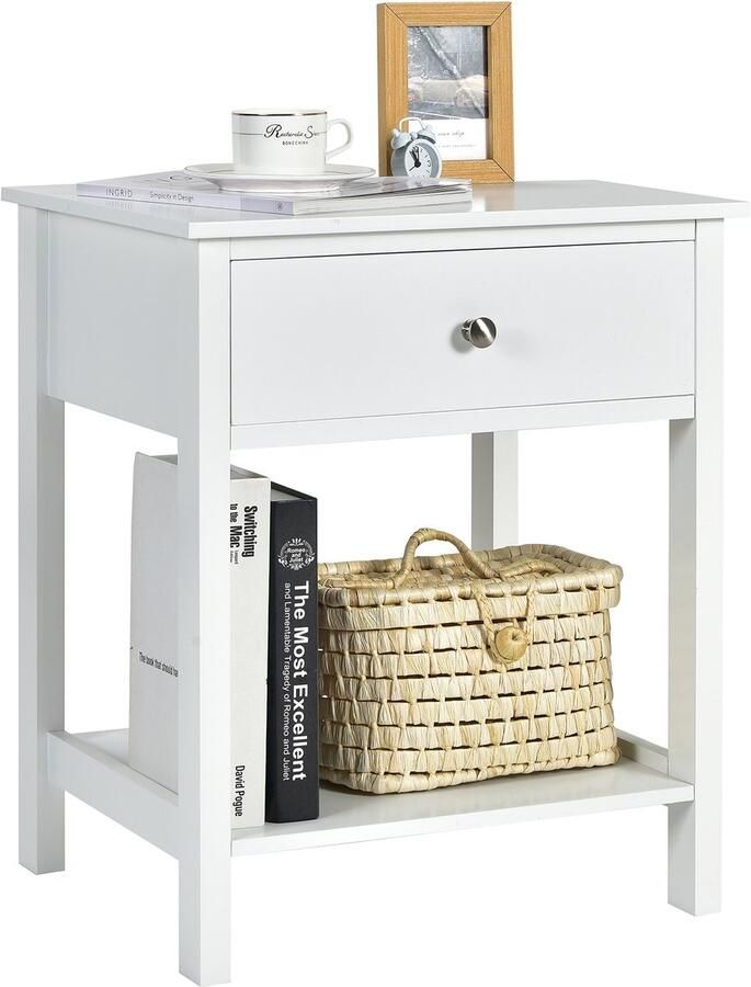 Costway Nachtkastje hout wit 48 x 40 x 58 cm
